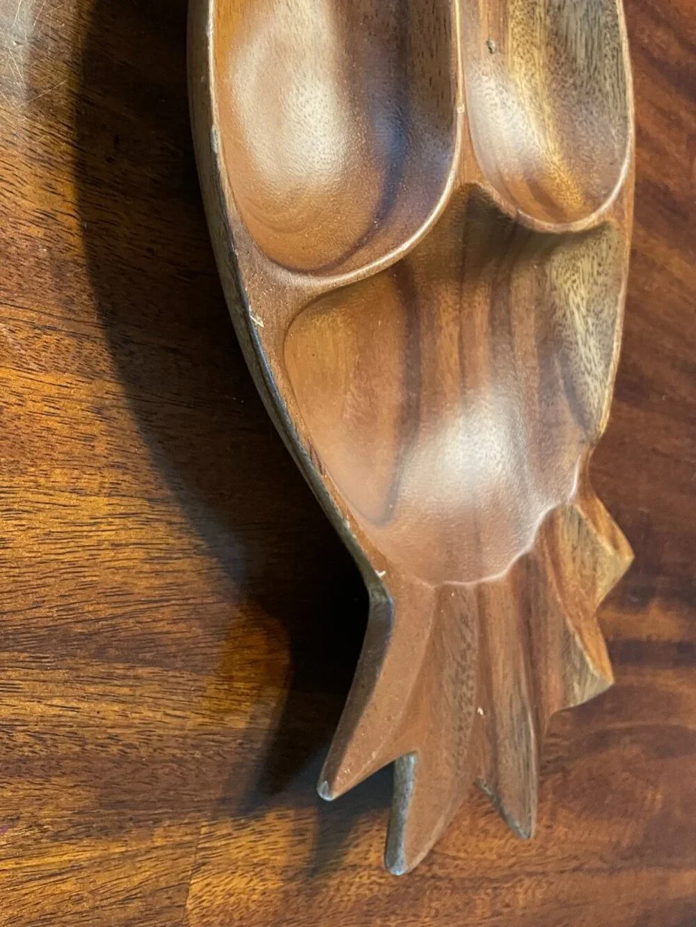 Monkeypod Wooden Carved Pineapple Shaped Candy/Nut Bowl 3 Sections 12